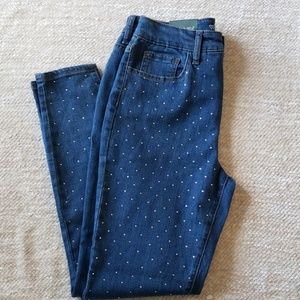 NWT high rise skinny jeans with rhinestones